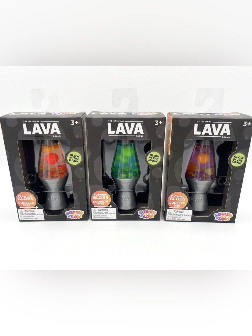 3 piece LAVA squish flow toy Nee Doh Schylling NEW Glow-in-the-Dark sensory toy